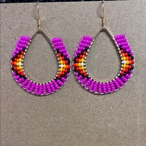 Colorful Beaded Teardrop Earrings